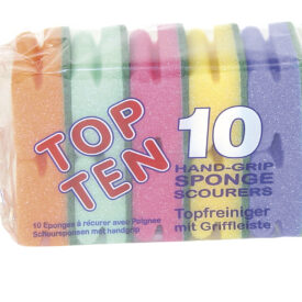 Schuurspons Top Ten met greep assorti kleuren ca. 85x70x45 mm set à 10